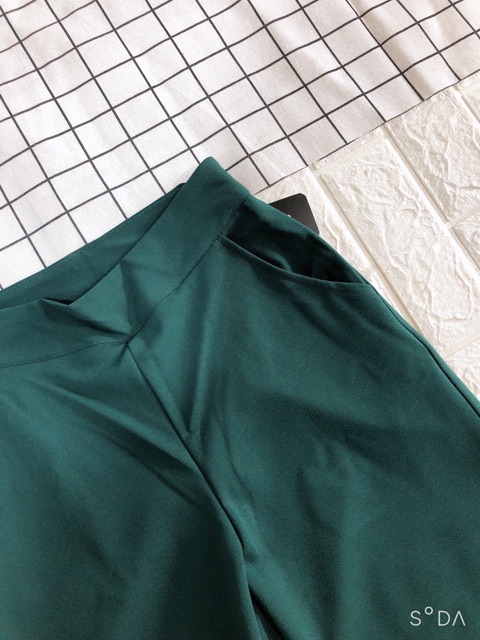 quần culottes lưng cao eo thon khóa sườn chất liệu cát hàn
