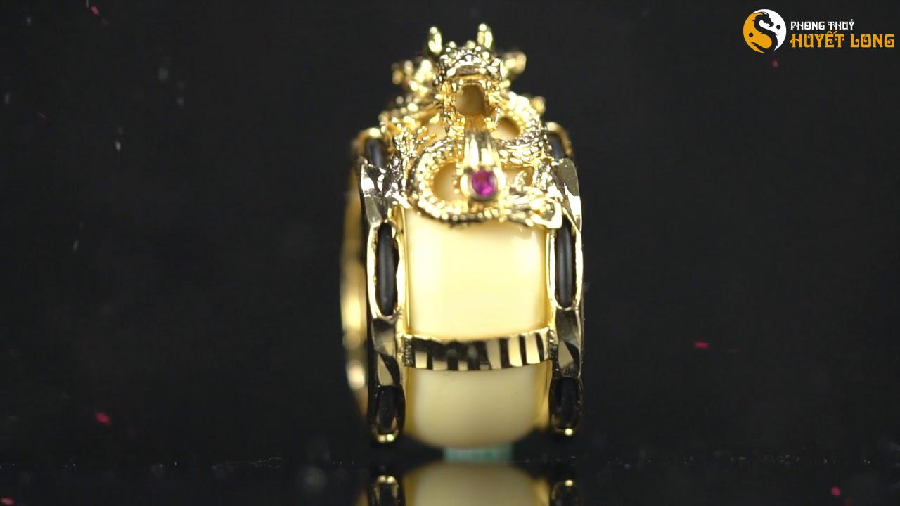[Tặng Vòng Đá] Nhẫn Chạm Khắc Rồng - Nhẫn Phong Thủy May Mắn