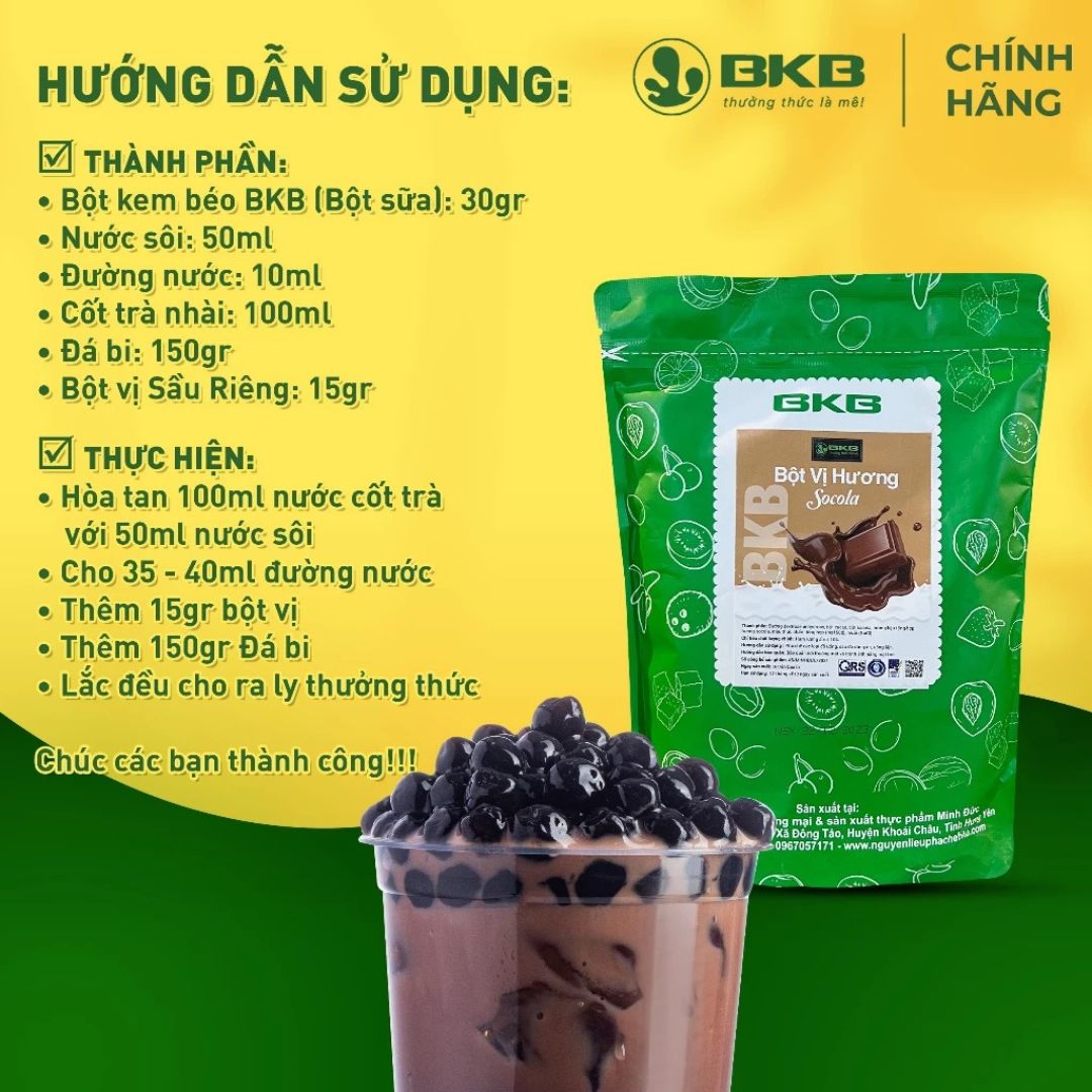 Bột Vị Pha Trà Sữa BKB 200g – Hương Vị Tự Nhiên, Hòa Tan Hoàn Toàn Trong Nước Lạnh (Tách từ túi 1kg)