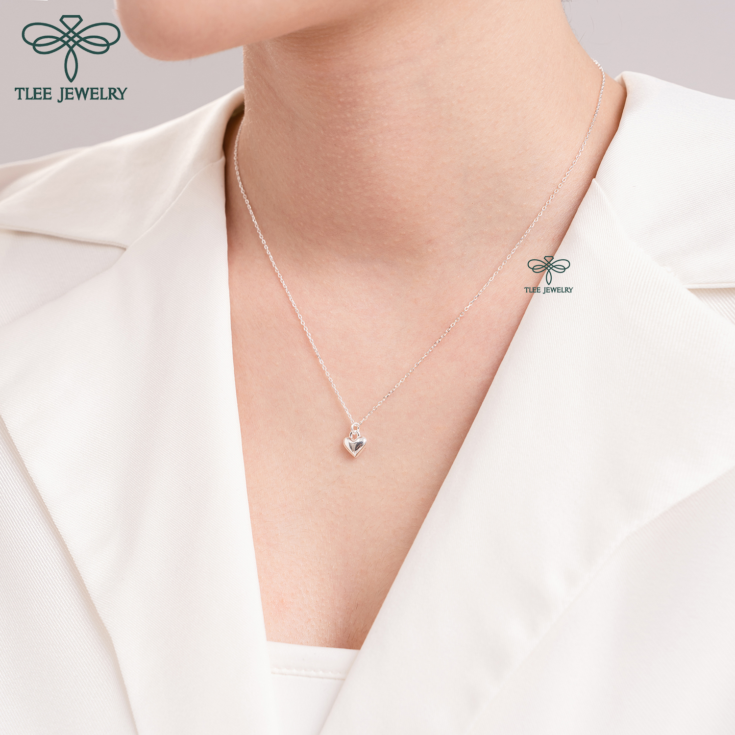 Dây chuyền bạc nữ trái tim phồng basic TleeJewelry D0155