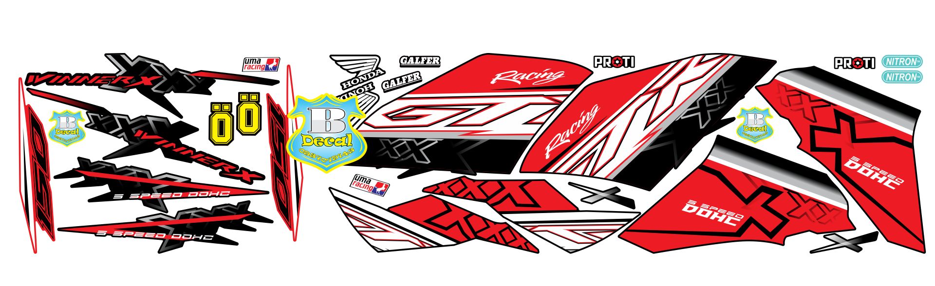 Tem rời winner X GTR đỏ đen nhám