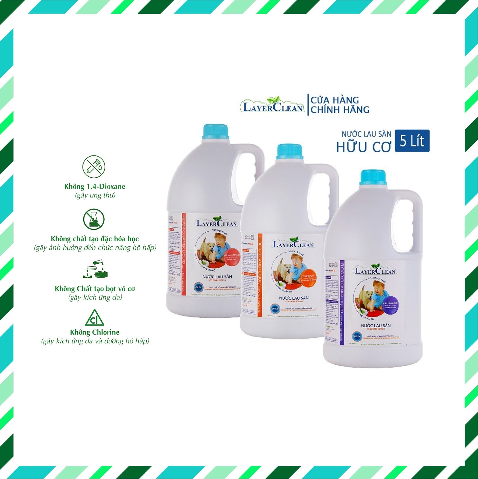 [HCM]Nước lau sàn hữu cơ Layer Clean - can 5 lít