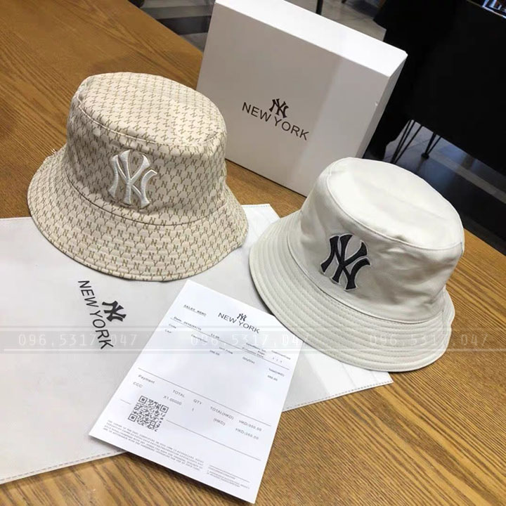 Mũ nón bucket ny mlb, họa tiết monogram in chìm tinh tế, hàng nhập có đầy đủ tem