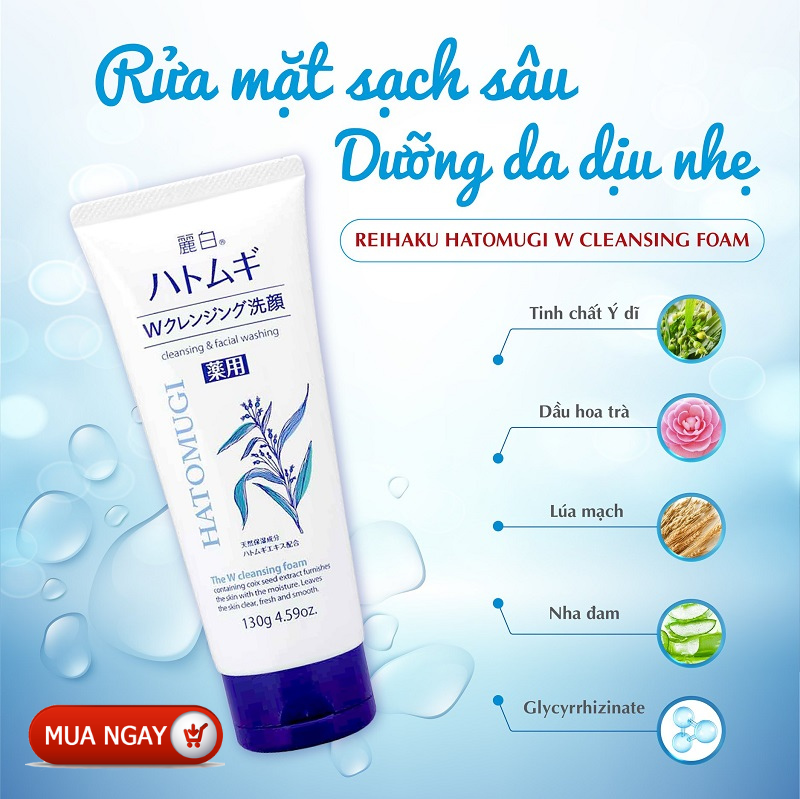 (HÀNG CHÍNH HÃNG) Sữa Rửa Mặt HATOMUGI 130G Nội Địa Nhật