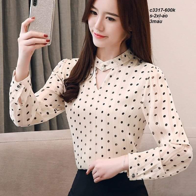 [HCM]Áo Chấm Bi Xinh Xắn Kèm Ảnh Thật