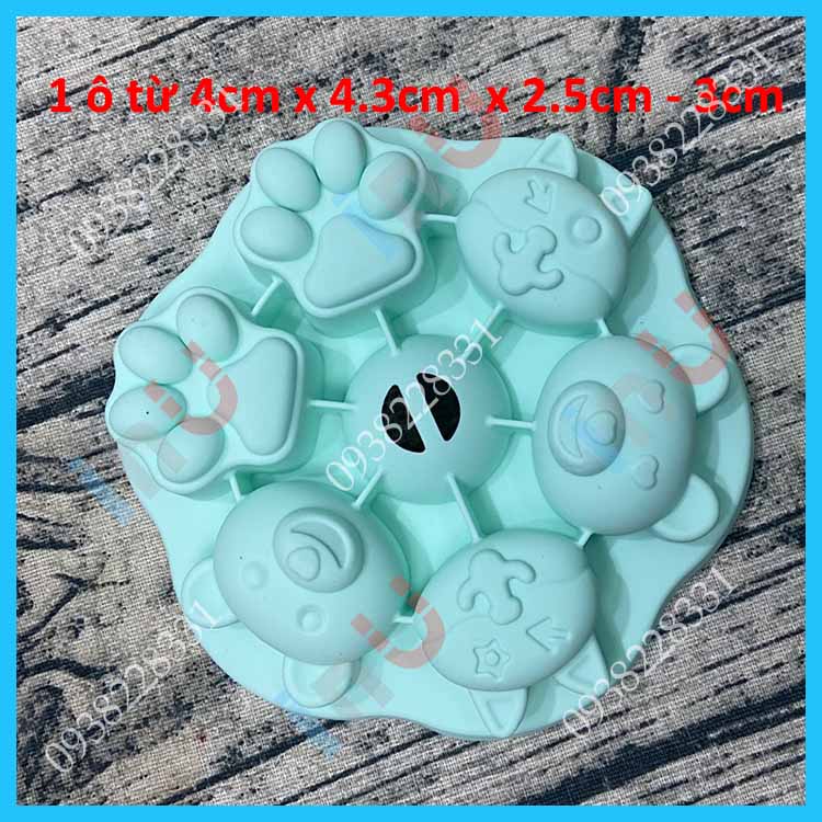 [HCM]HCM - [1 hình 5-6cm] Khuôn silicon nướng bánh đổ râu câu pudding hoạt hình Doremon Peppa Pig Gấu Heo Mèo Thỏ...