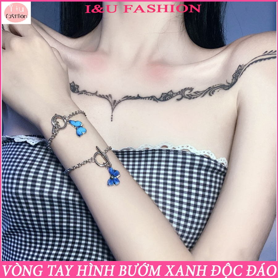 Vòng tay Nam Nữ , vòng tay đôi , vòng tay nhóm hình chú bướm màu xanh đậm nhạt độc đáo siêu xinh siêu HOT được thiết kế dạng gài tiện lợi và độc đáo VT-22