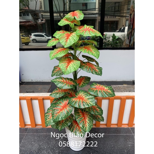 Cây trầu bà đỏ giả 1m2 - cây giả trang trí