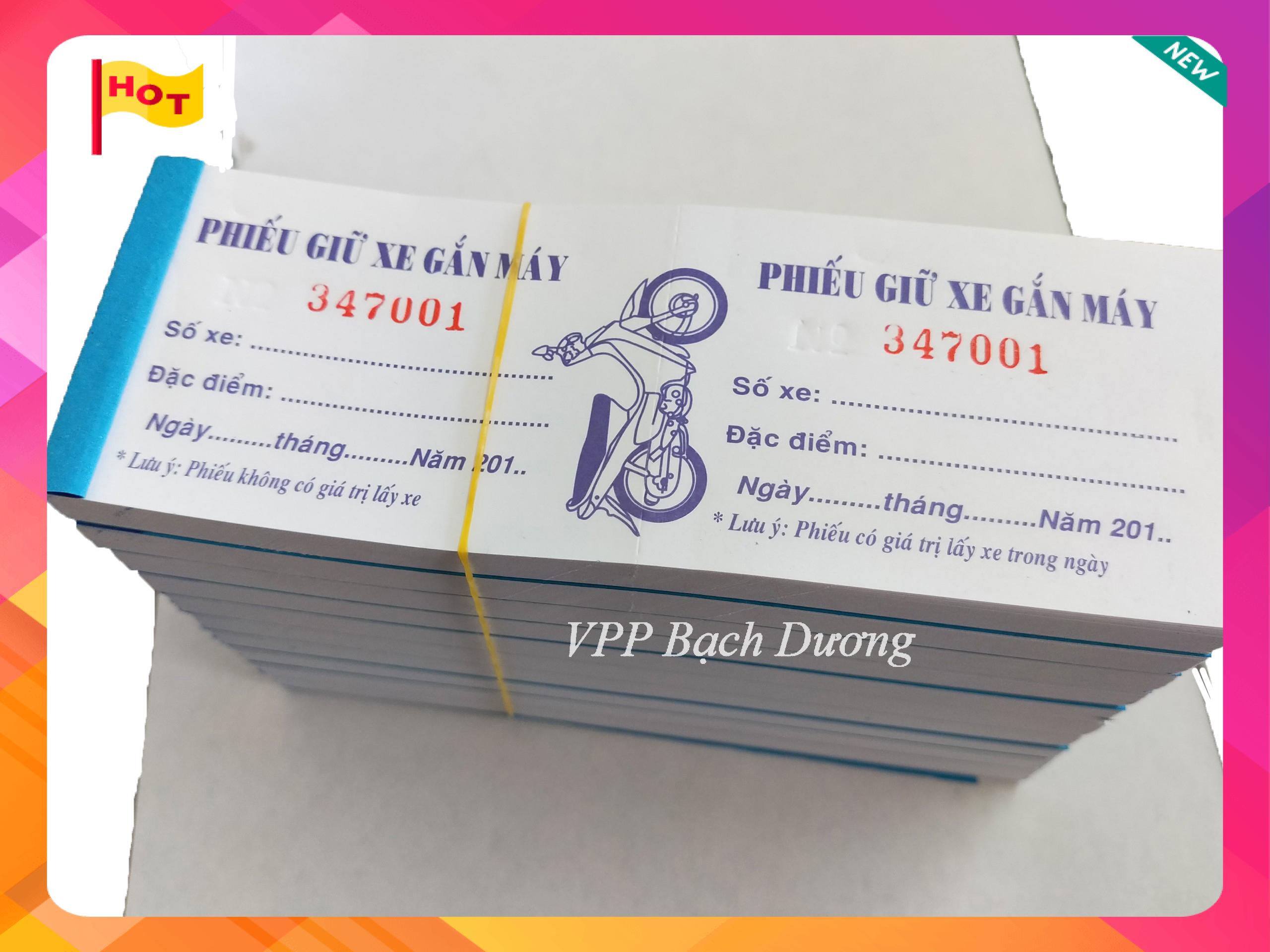 Phiếu Giữ Xe Máy Nhỏ - 10 cuốn- Phiếu gửi xe máy nhỏ