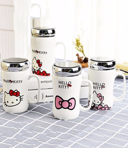LY SỨ NẮP GƯƠNG IN HÌNH NGỘ NGHĨNH-Ly sứ giữ nhiệt có nắp họa tiết siêu yêu, cốc sứ có quai cầm nắp gương hình ngộ nghĩnh, Ly su giu nhiet co nap hoa tiet sieu yeu, coc su co quai cam nap guong ngo nghinh