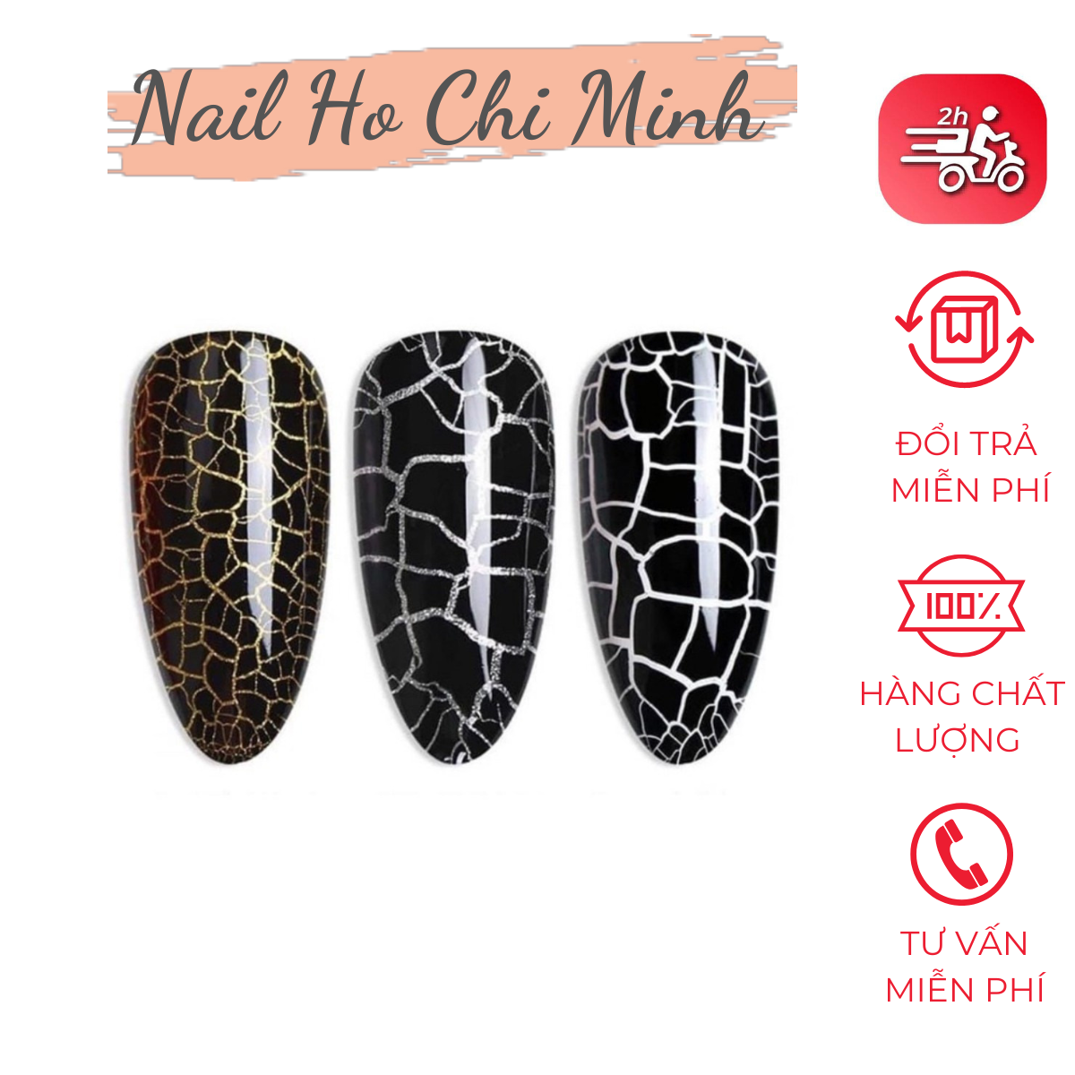 [HCM]Sơn gel nứt B281 cao cấp , sơn nứt 2 màu đen và trắng (có bán lẻ chai 15ml)