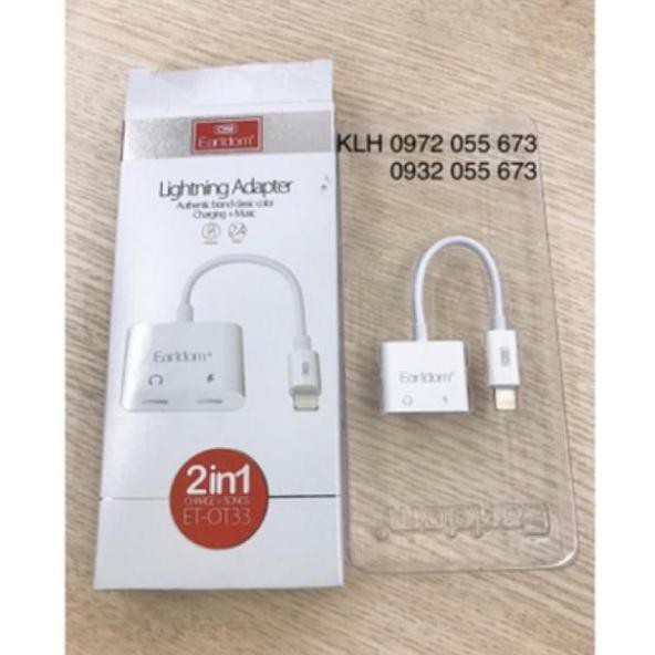 [2 Cổng Dẹp] Jack Chuyển Lightning 2 In 1 Earldom Ot-33 (Ra 2 Cổng Lightning)