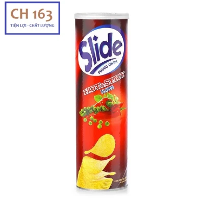 [HCM]Snack khoai tây Slide lon 160g [Hành / Phô mai / Tự nhiên / Cay]