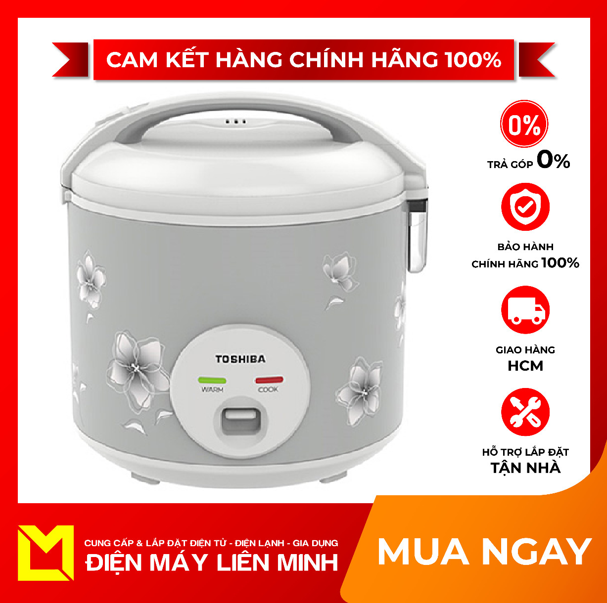 [HCM]Nồi cơm điện Toshiba 1 lít RC-10JFM(H)VN - Lòng nồi chống dính chống trầy xước móp méo dễ vệ sinh Nồi cơm nắp gài chắc chắn đậy kín giữ ấm trong vòng 12 giờ Công nghệ nhiệt 360 độ giúp tỏa nhiệt nhanh và đều hơn