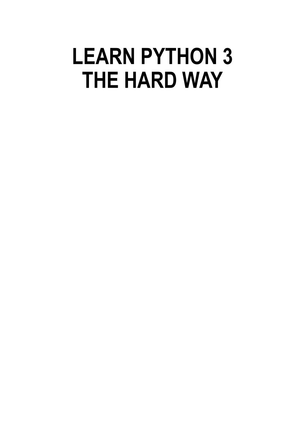Learn Python 3 the Hard Way