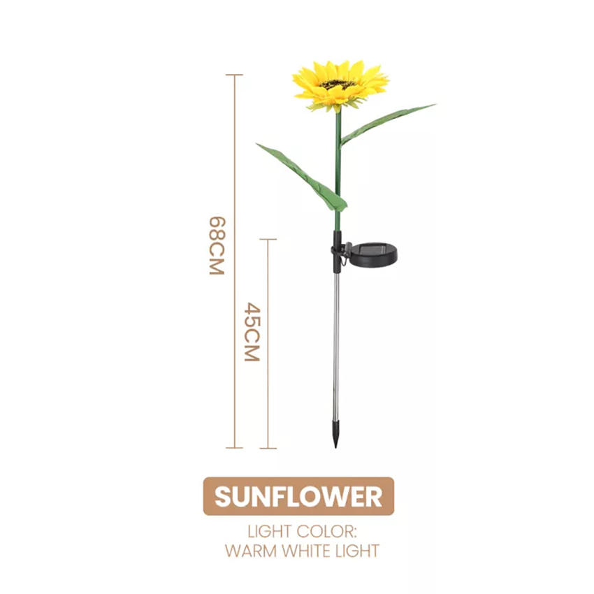 Vimite 2PCS LED Solar Sunflower Light Outdoor Waterproof Automatic Sensor Lawn Garden Light for House Yard Fence Pathway Terrace Christmas Landscape Decoration