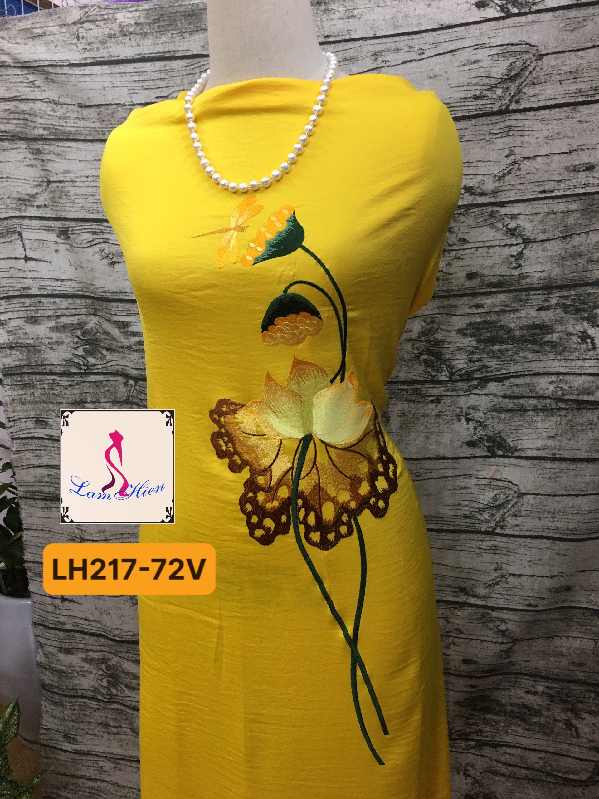 Vải áo dài lụa tây thi bông thêu LH217
