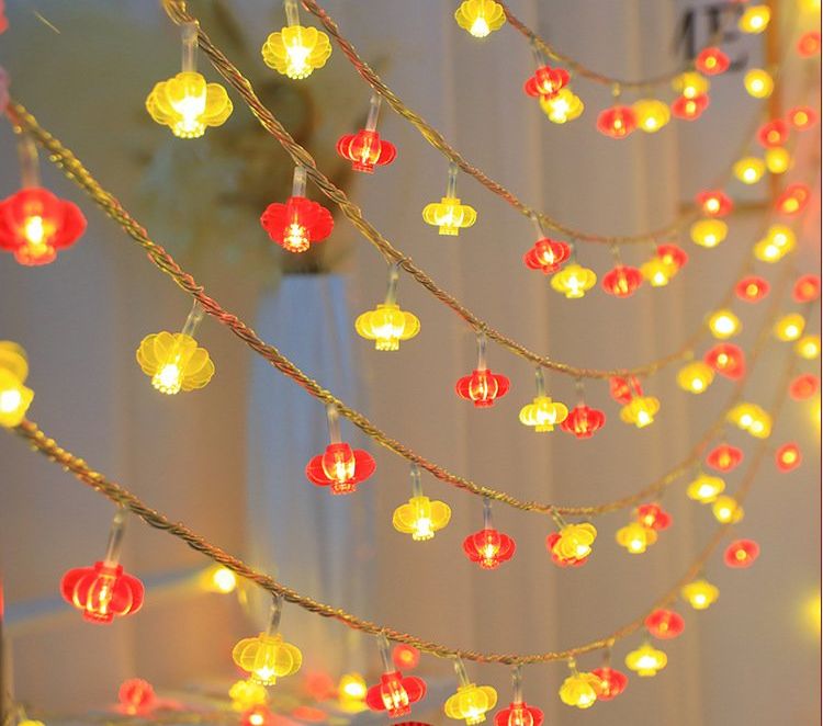Dây đèn led trang trí Tết đèn lồng đỏ