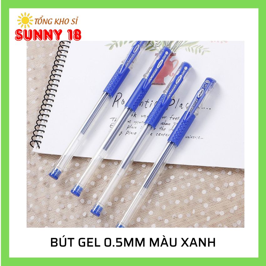 Com bo 10 cây bút bi gel ngòi 0.5mm, mực đẹp; sunny18 shop