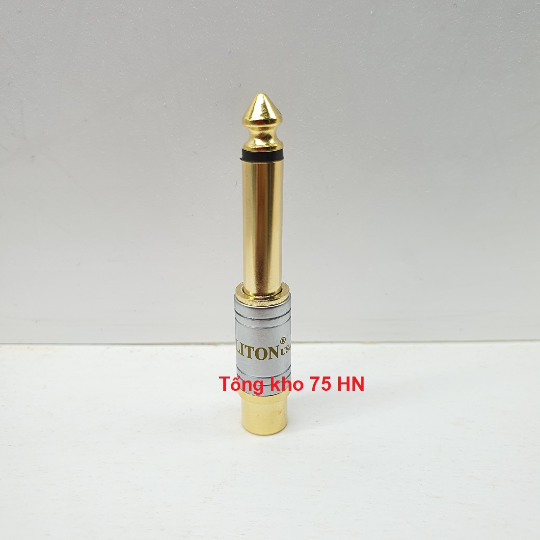 01 cái Jack chuyển audio 6.5mm ra AV/hoa sen hệ Mono gold 24K Liton USA