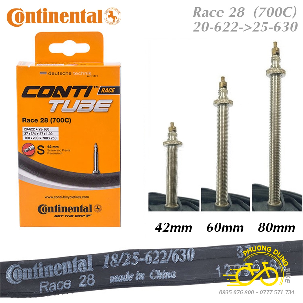 Ruột xe đạp continental 700x20-25c van pháp - van xe đạp