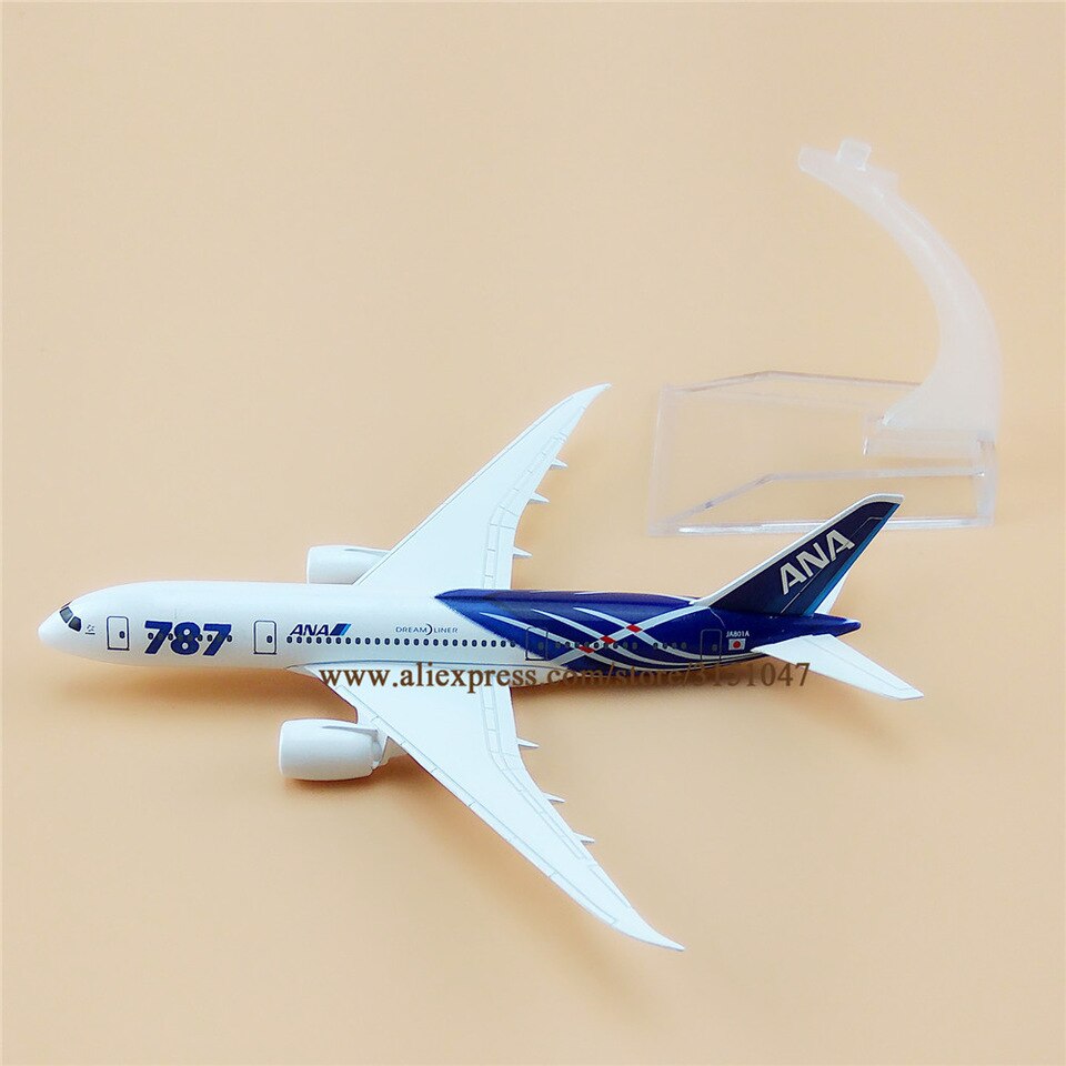 Mô hình máy bay ANA 787 16cm + đế trưng bày