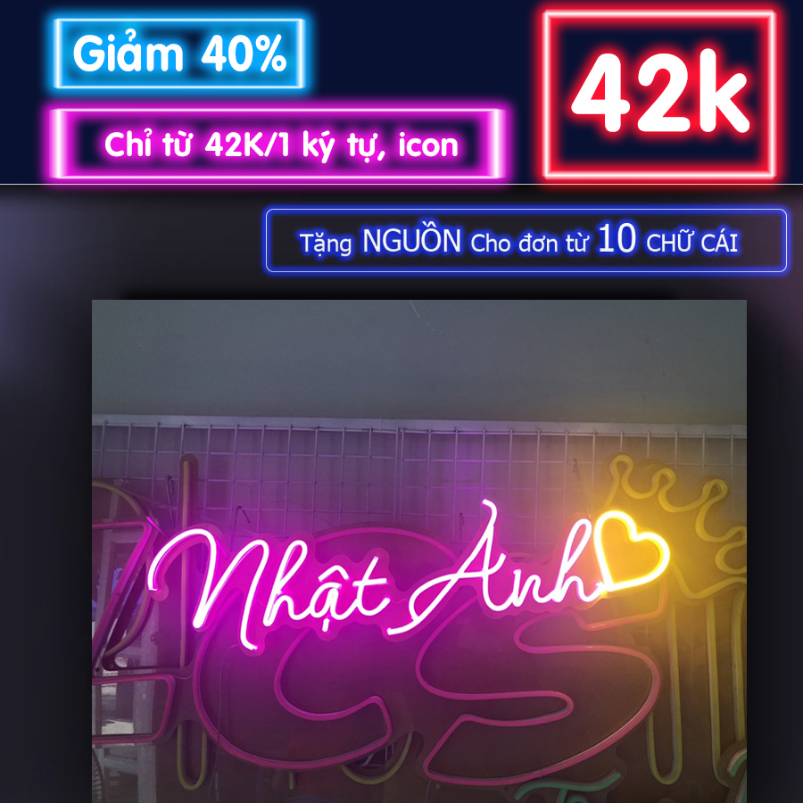 Đèn Led Neon uốn theo tên logo Đèn led ghép chữ theo tên Đèn Led chữ ký  nhiều màu trang trí quán cafe spa nail. beauty phòng ngủ - MixASale