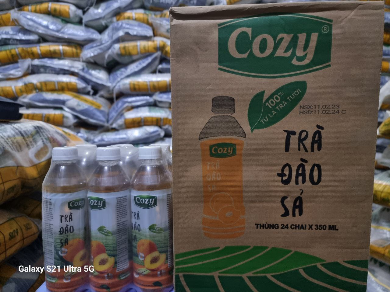 Lốc trà đào sả Cozy Chai 350ml/6 chai