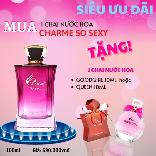 Nước hoa charme SO SEXY 10ml , Gợi cảm, sành điệu, cá tính. Nước hoa chính hãng, Tinh dầu thơm , Nước hoa nam