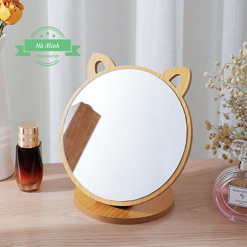 Gương tai mèo gỗ phong cách hàn quốc