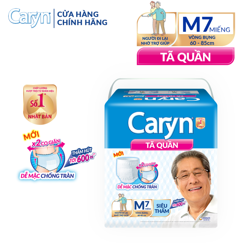 Tã Quần Người Lớn Caryn Siêu Thấm Chống Tràn Size M - 7 Miếng Dành Cho Người Đi Lại Cần Sự Trợ Giúp giá rẻ