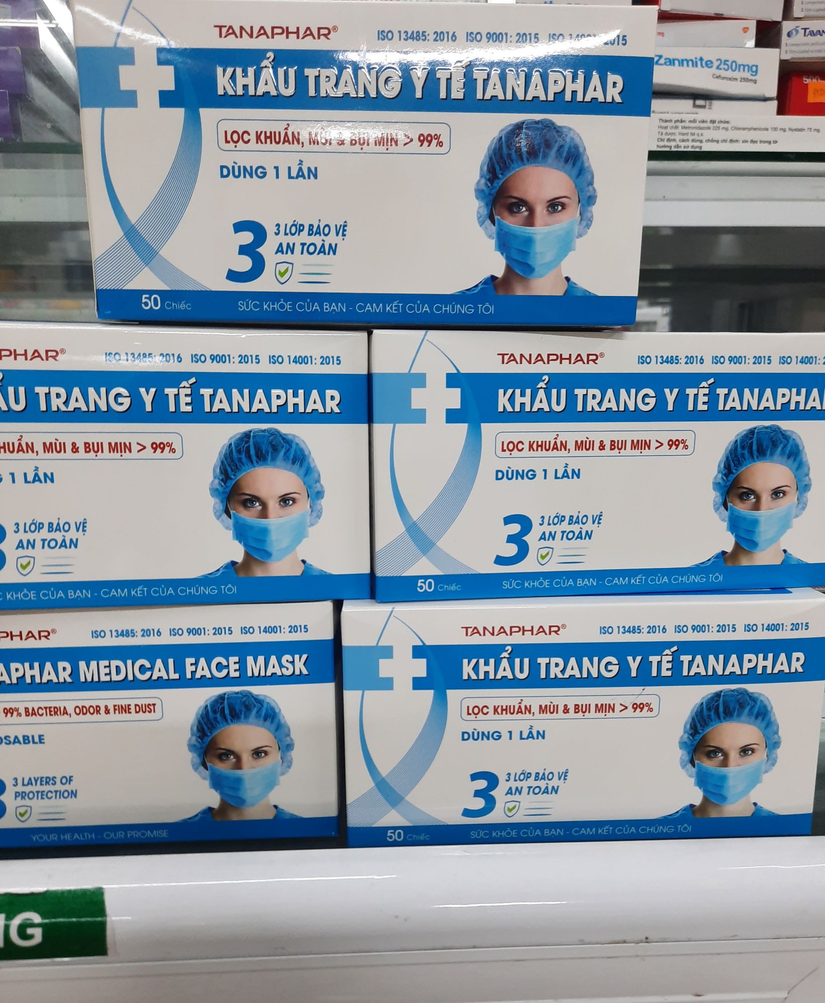KHẨU TRANG 3 lỚP KHÁNG KHUẨN TANAPHAR