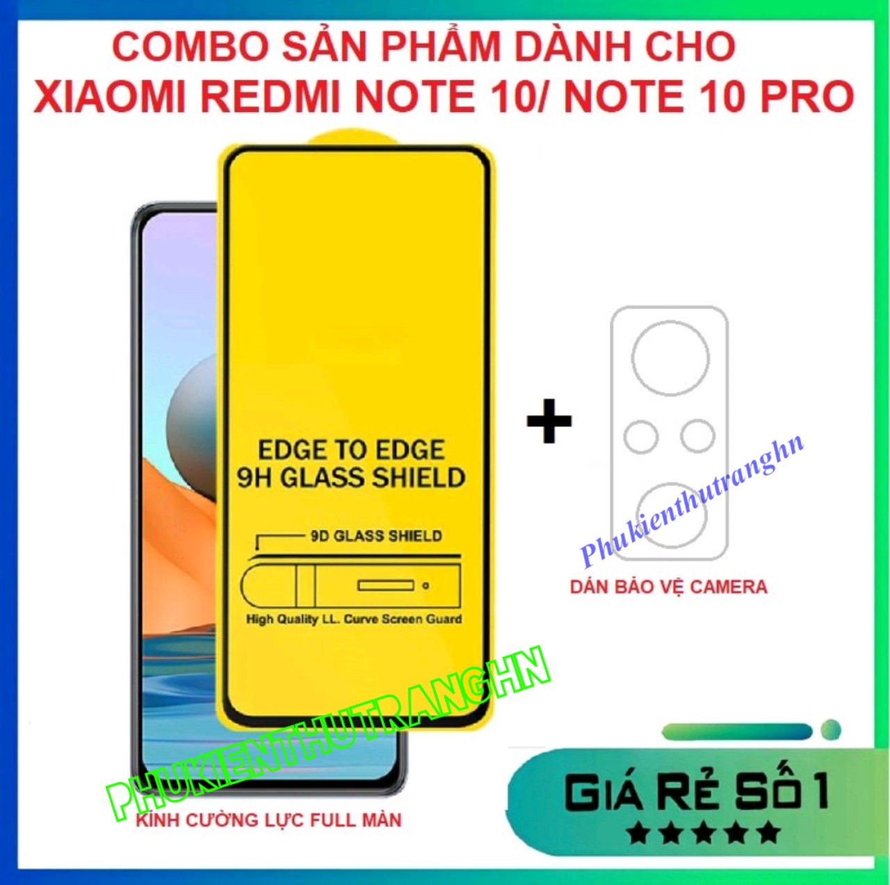 Xiaomi Redmi Note 10 / Note 10S / Redmi Note 10 Pro - COMBO Kính cường lực full màn hình + dán bảo vệ camera chống trầy xước bụi bẩn