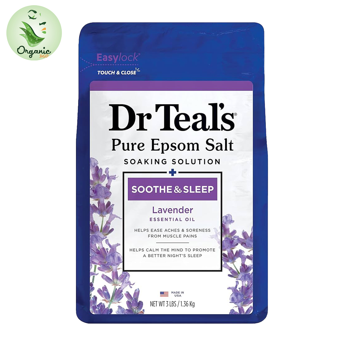 Dr Teal's Lavender Pure Epsom Salt Soaking Solution 1.36kg