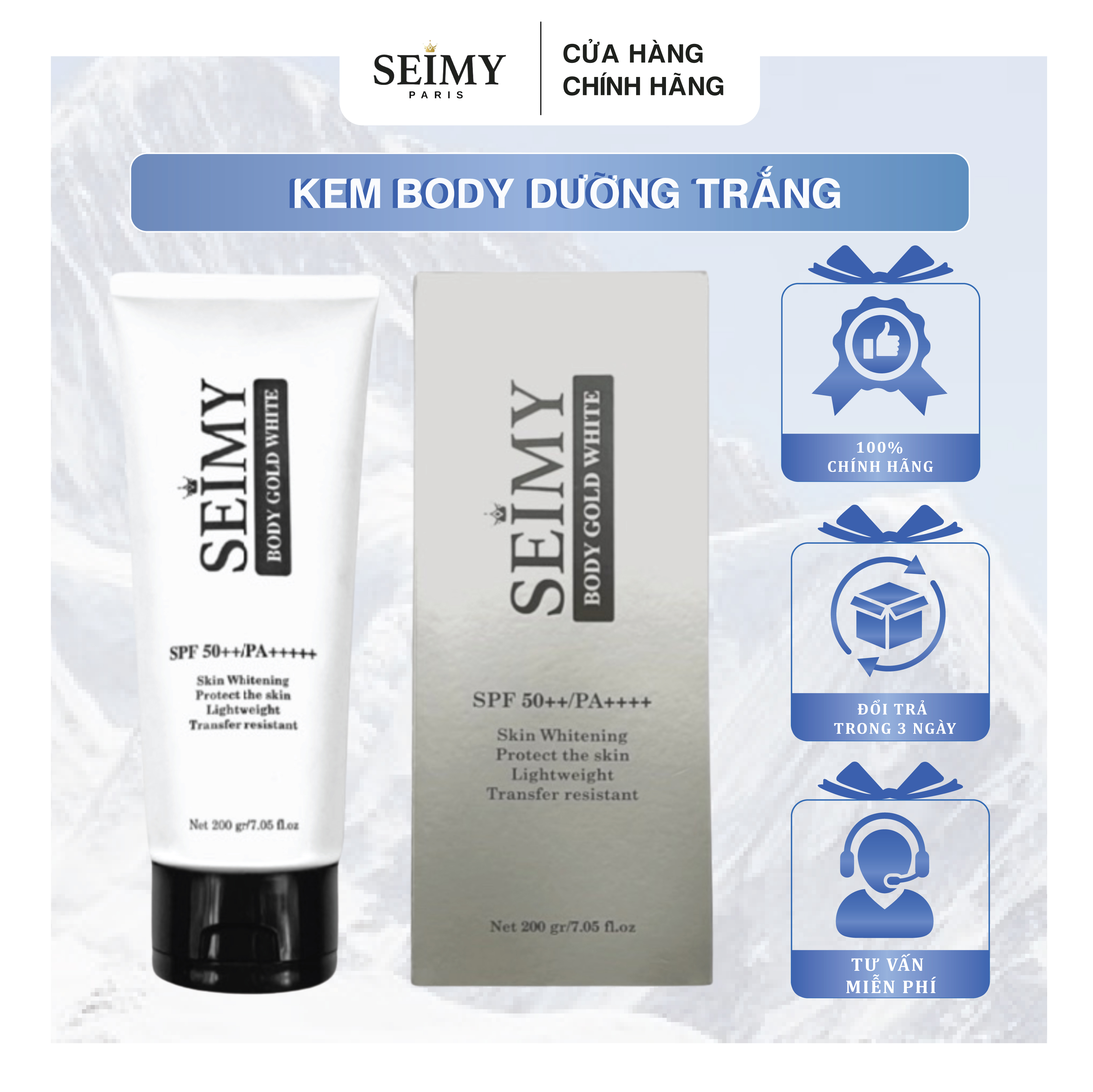 Kem Body Seimy - Body Gold White 150g