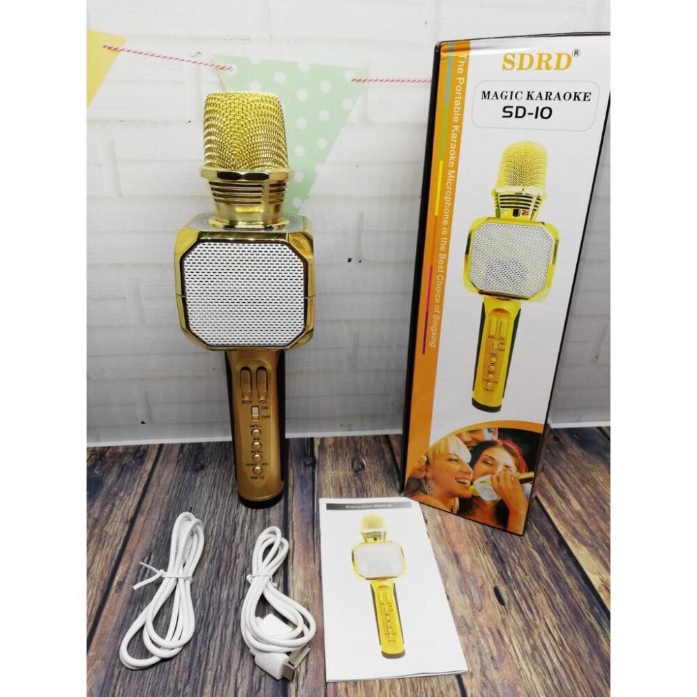 [FREESHIP MAX + MÃ GIẢM GIÁ] - Micro Karaoke Kiêm Loa Bluetooth Sd10 Chính Hãng