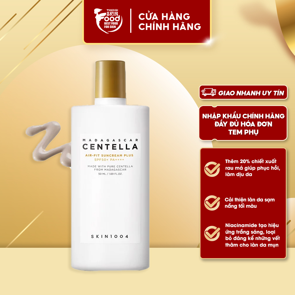 Kem chống nắng dành cho da nhạy cảm skin1004 madagascar centella air-fit suncream plus spf50+ pa++++ 50ml