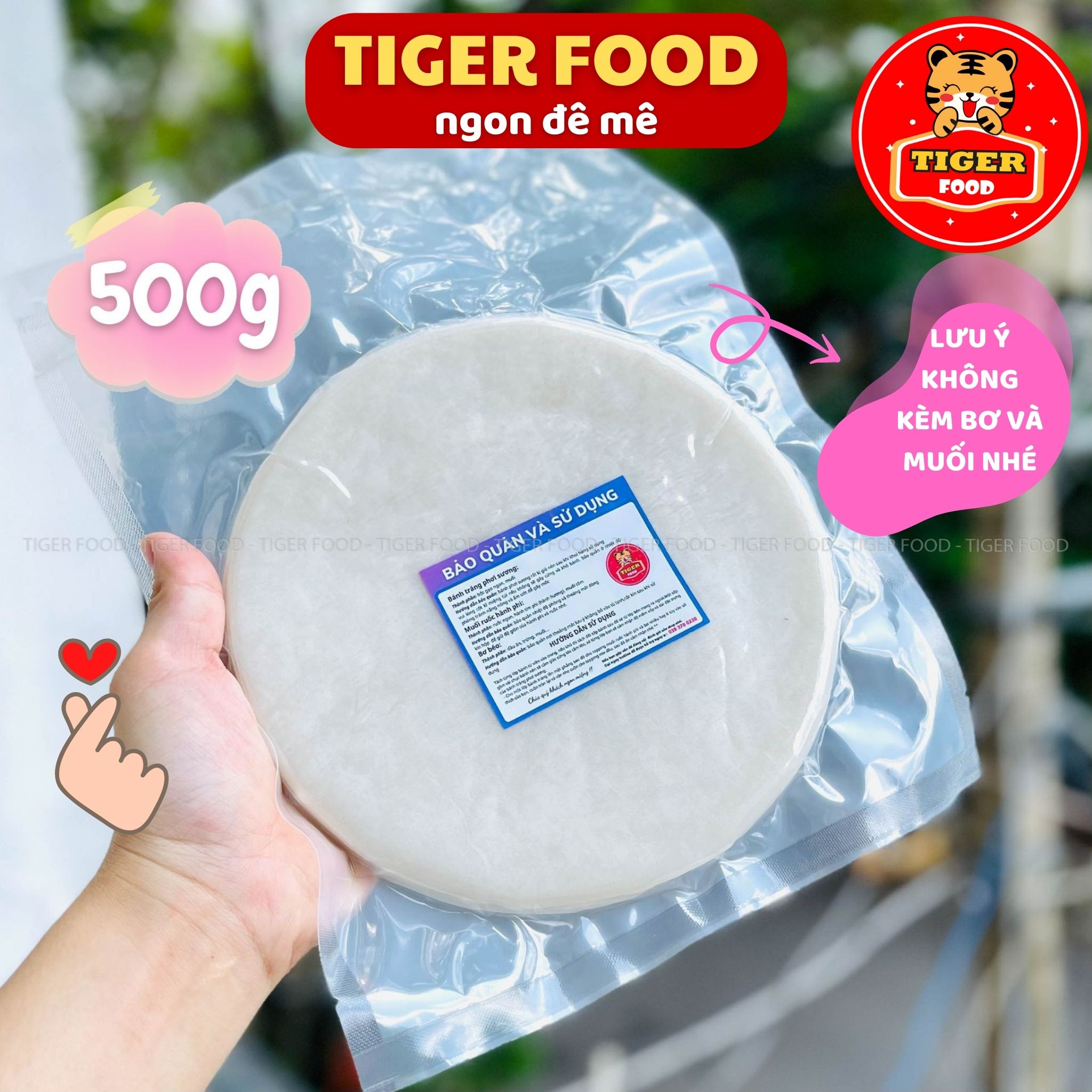 Bánh tráng phơi sương 500g TIGER FOOD Bánh tráng lẻ Đặc sản Tây Ninh sử dụng được cho nhiều món ăn vặt hoặc cuốn