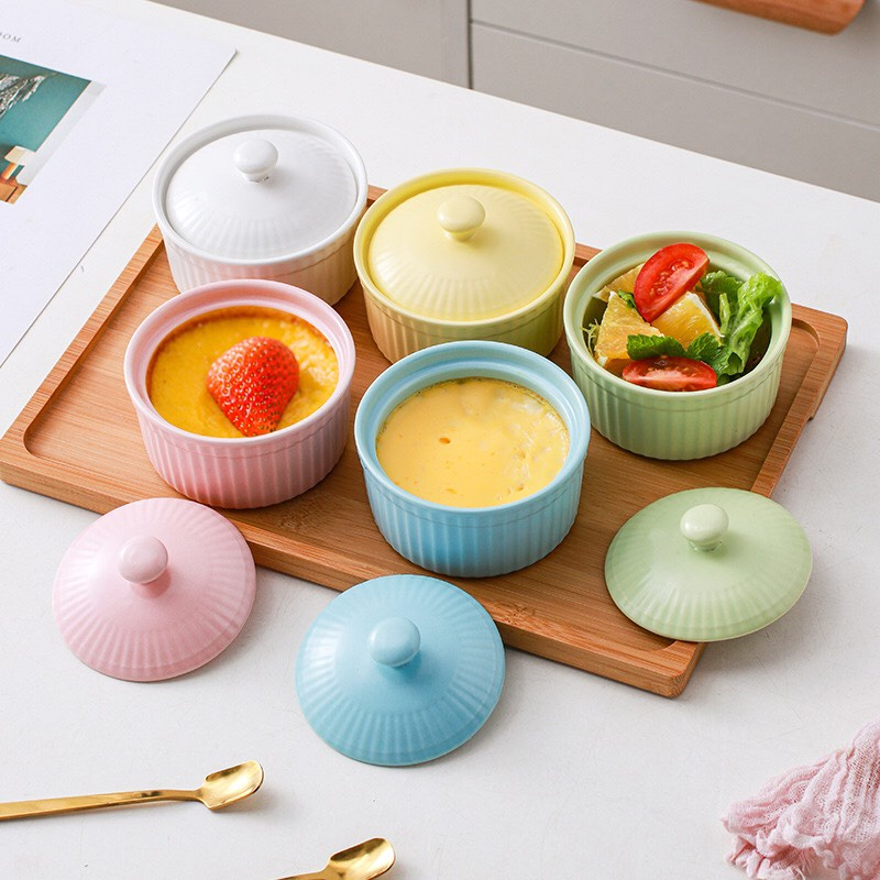 Bát Ăn Dặm Cho Bé Gốm Sứ Kiểu Nhật Có Nắp 150ml -180ml