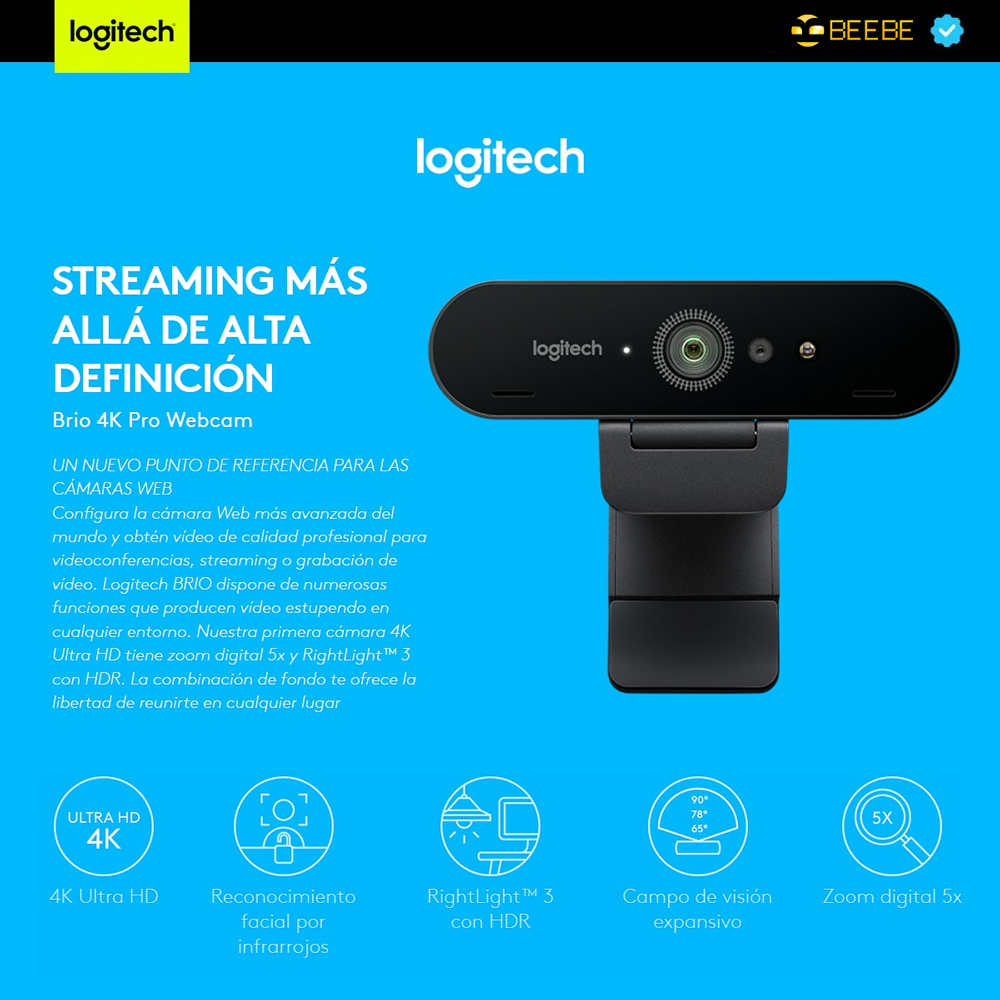 Logitech Brio 4K PRO - Webcam Cao Cấp Độ Phân Giải 4K (C1000E)