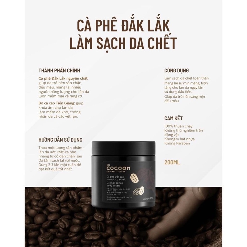 TẨY DA CHẾT CÀ PHÊ ĐẮK LẮK COCOON