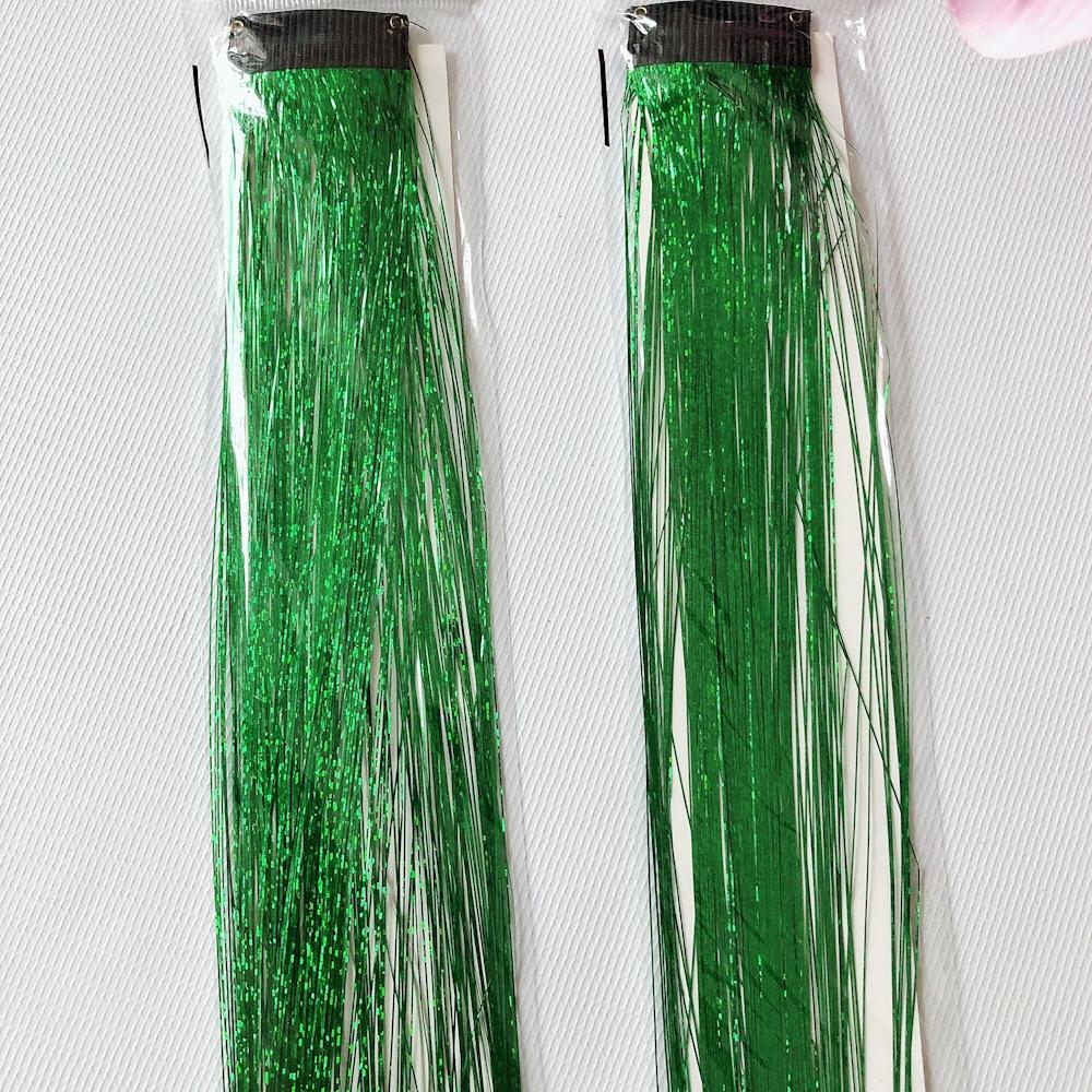 COMBO 2 TÉP LINE TÓC KẸP MÀU XANH LÁ TƯƠI TRẺ (1 tép khoảng 80-100 sợi, dài 55-60cm. Mua 2 tặng 1 mini tattoo)