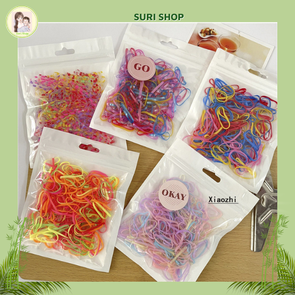 A, Set 200-350 Sợi Dây Thun Cột Tóc Co Giãn Dùng Một Lần Cho nữ, thun cột tóc
