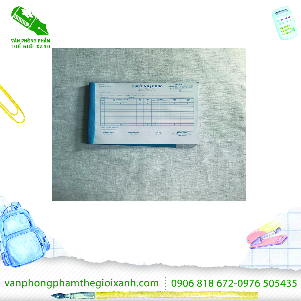 Phiếu nhập kho 2 liên a5 15x21 50 bộ