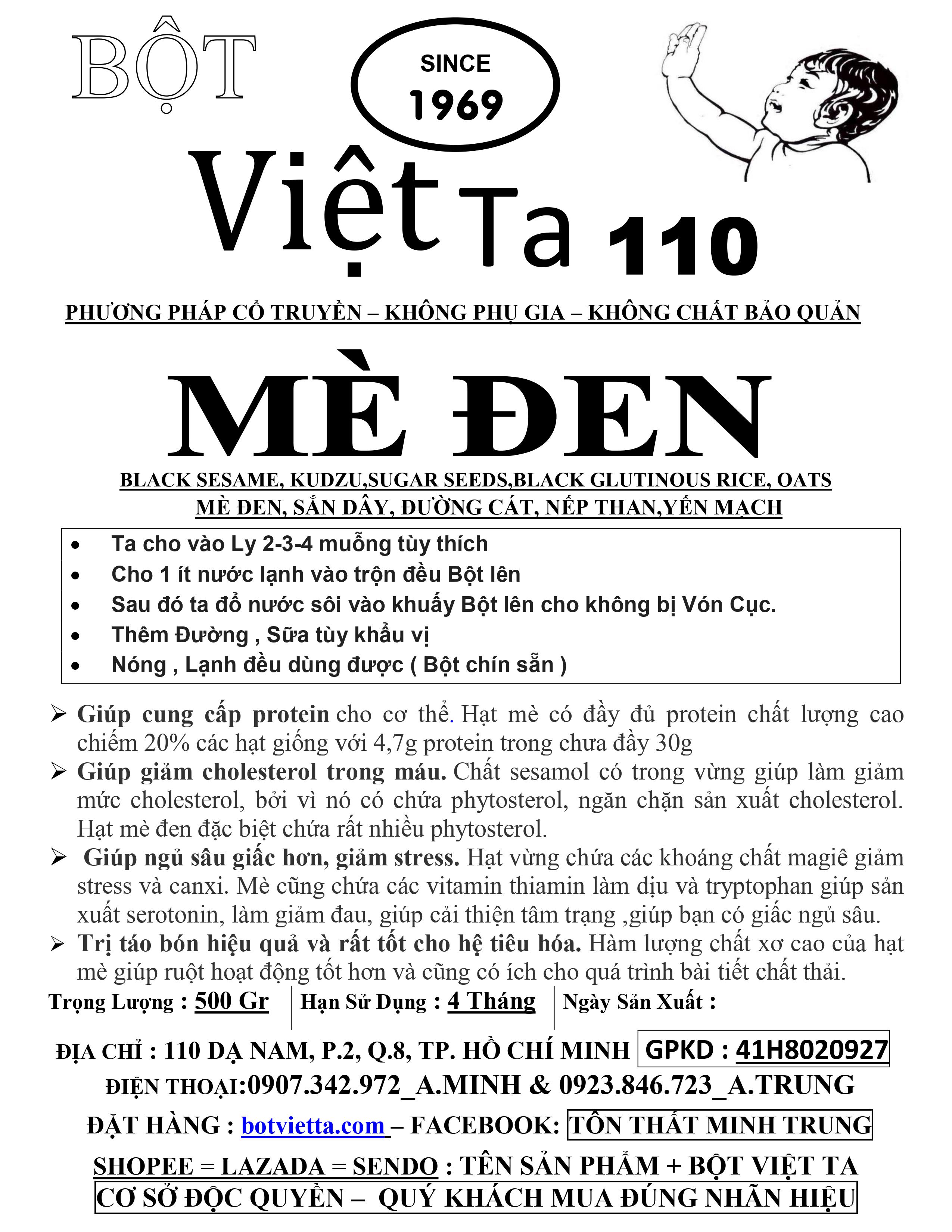 [HCM]Bột Mè Đen Bột Việt Ta