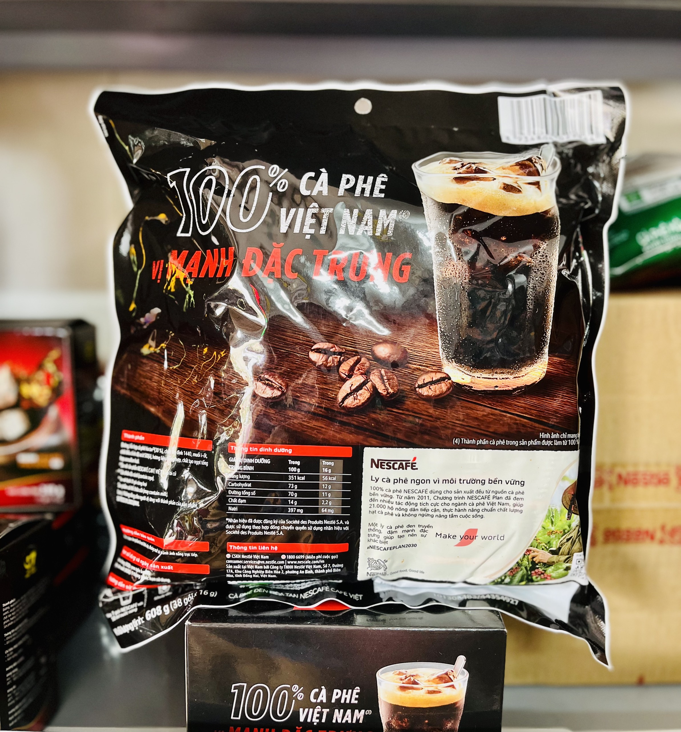 Cà phê đen/Cà phê sữa Nescafe xanh/đỏ/đen dạng túi (35-46 gói x 16g)