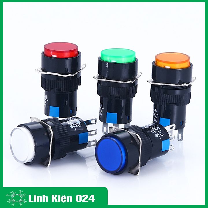 Nút nhấn đề 16mm 220VAC AL6 - M nhấn nhả có đèn