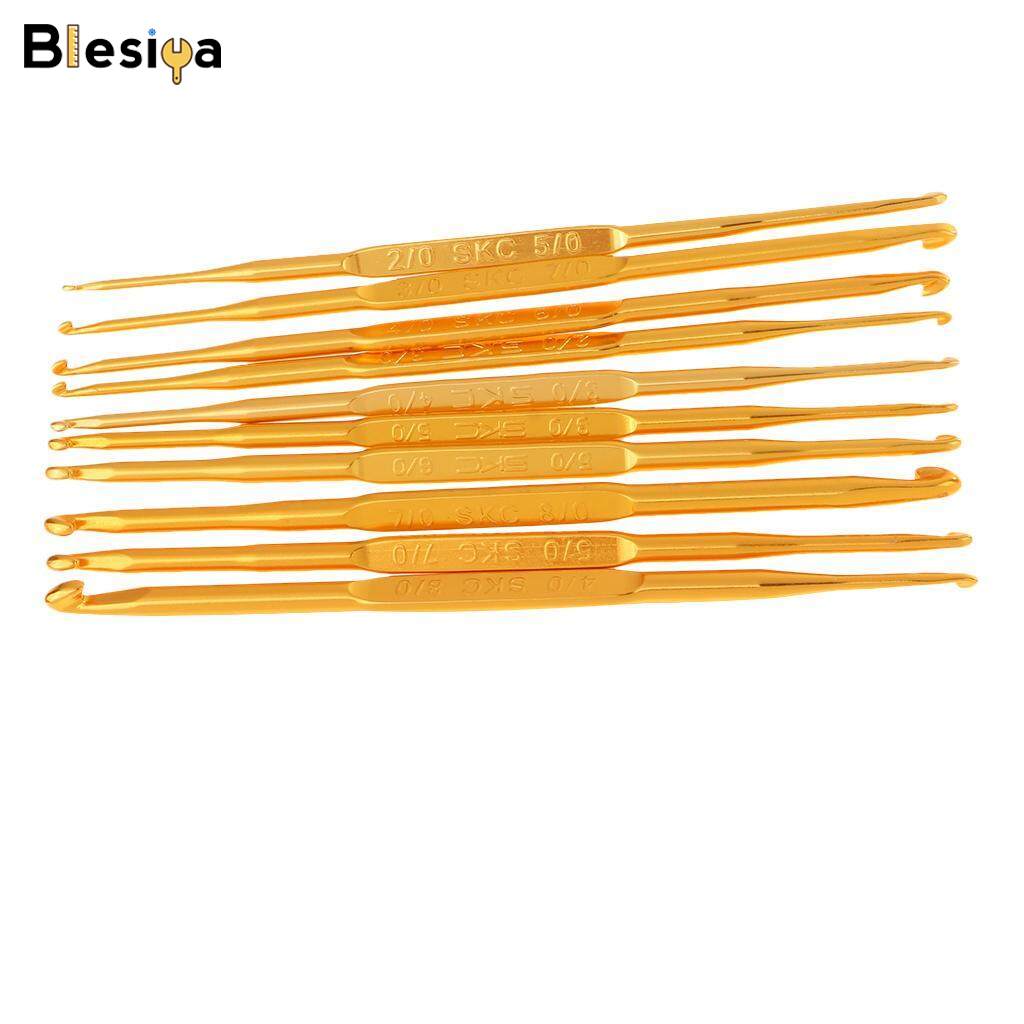 Blesiya 16 Sizes Aluminium Crochet Hook Needle Set with Brown Handle 0.5mm-2.5mm