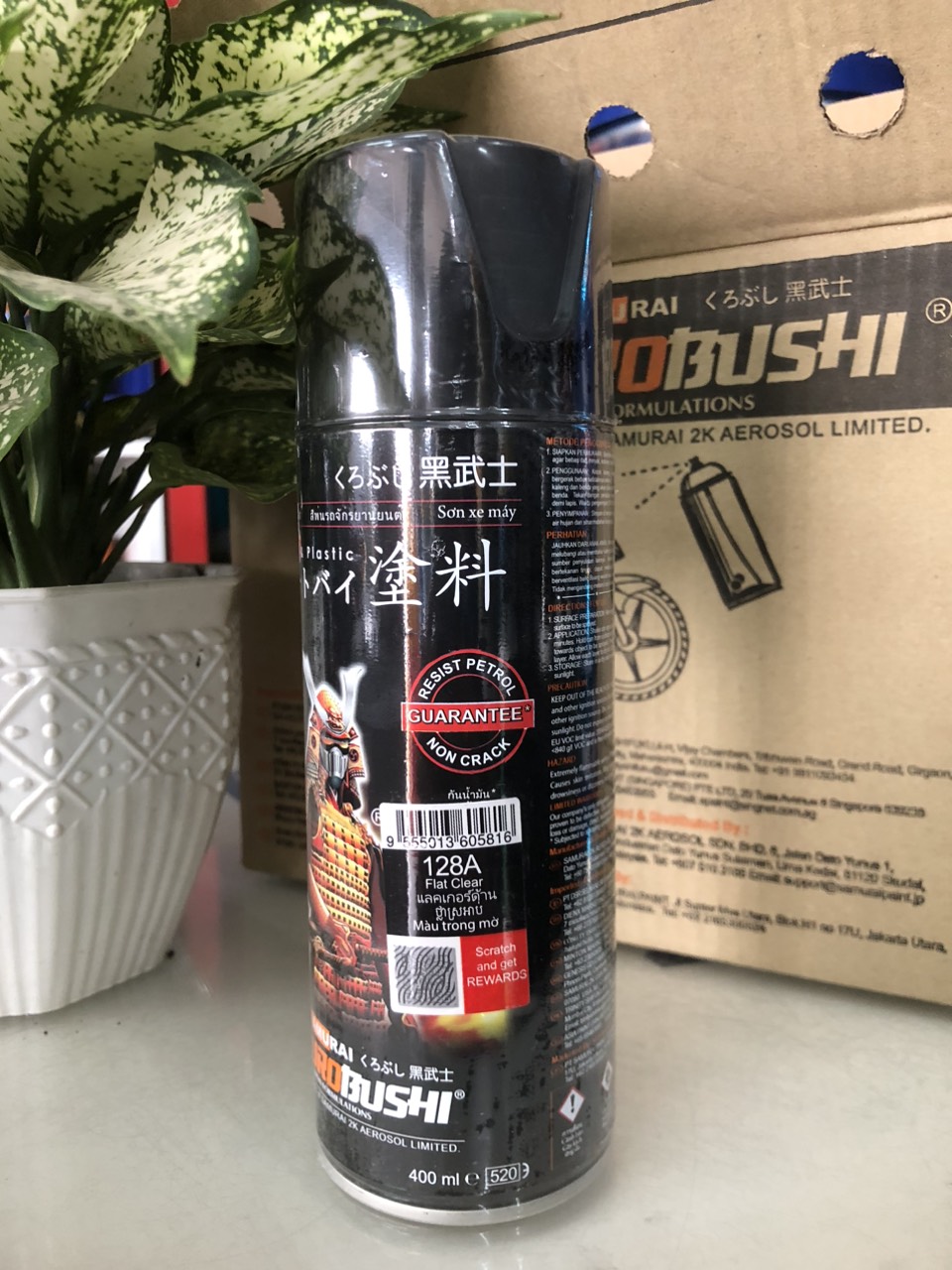Sơn xịt Samurai Chính Hãng màu Trong Mờ - 128A (400ml)