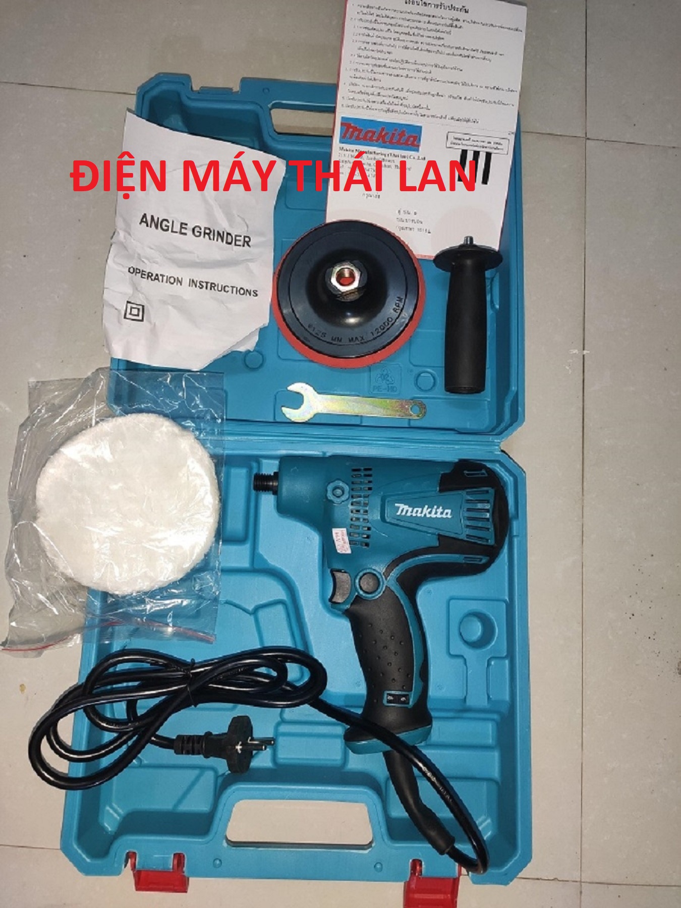 Máy đánh bóng Makita GV6010, 600W, dây đồng, Made in Thái lan,điều chỉnh tốc độ 6 cấp, đế 5in 125mm, M14. đánh bóng xe hơi, đồ nhựa, đồ gỗ...